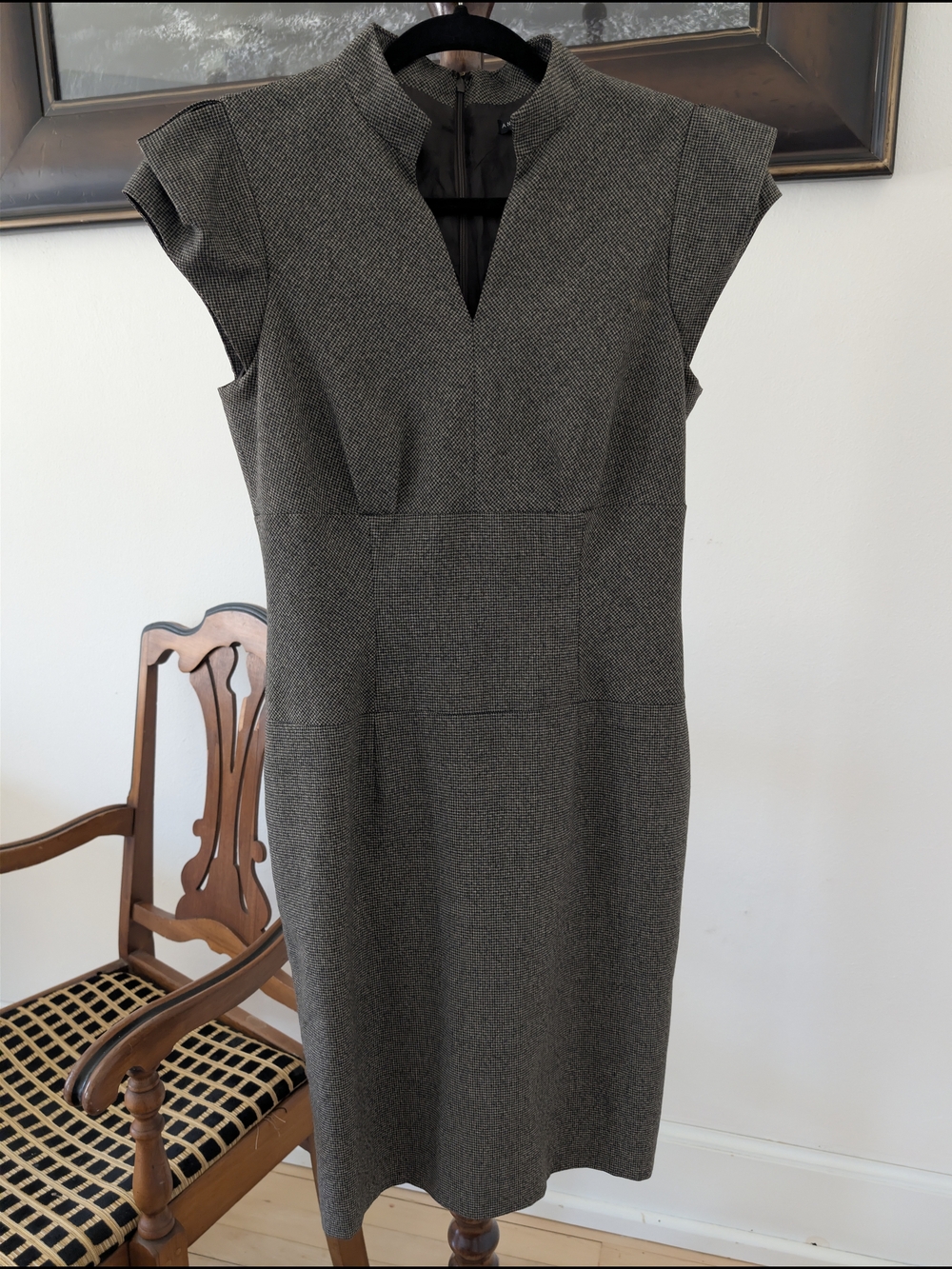 ANTONIO MELANI Gray Tailored Midi Sheath Dress
